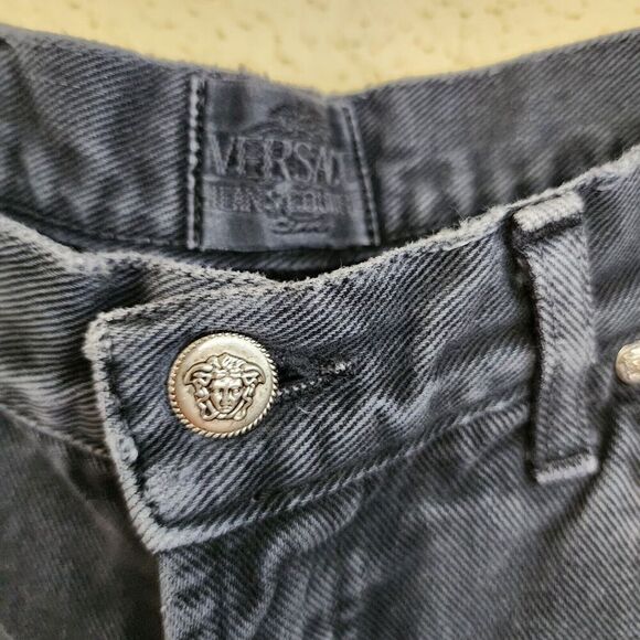 Vintage Versace Jeans Couture Jeans Womens Straight Leg Distressed Black  Defect - Picture 6 of 11